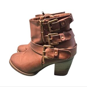 😁Cathy Jean Womens Brown Heeled Booties, Size 8